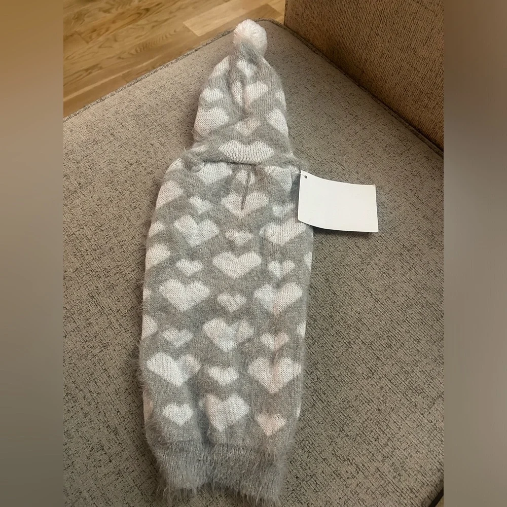 Dog sweater fuzzy hearts